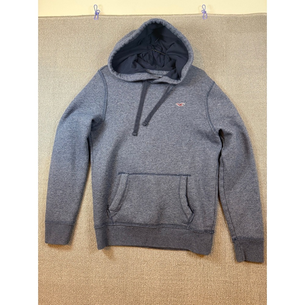 Hollister Pullover Hoodie Mens S Blue Excellent Heathered Logo Sweatshirt